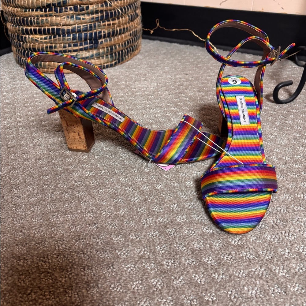 Tabitha Simmons Letitia rainbow stripe silk Sandals - Picture 4 of 9